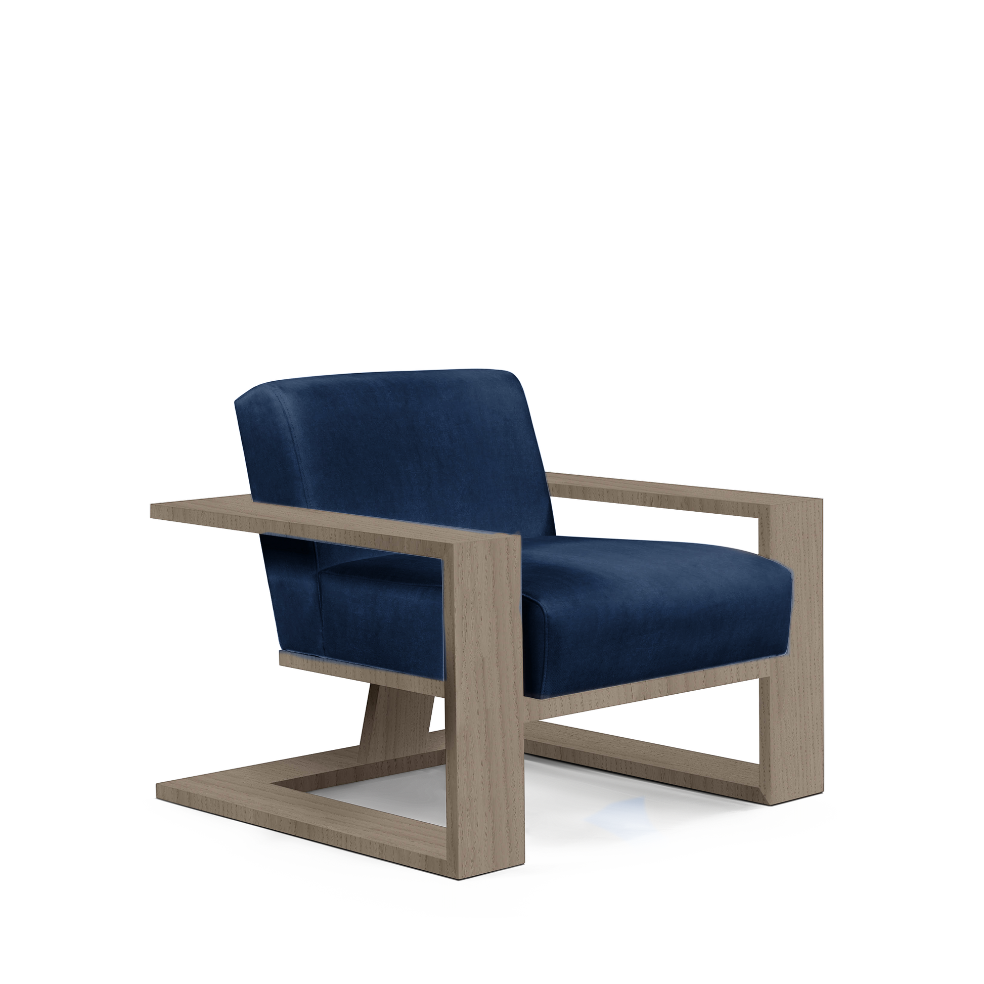 SIERRA ARMCHAIR london dark blue textile and natural grey wood