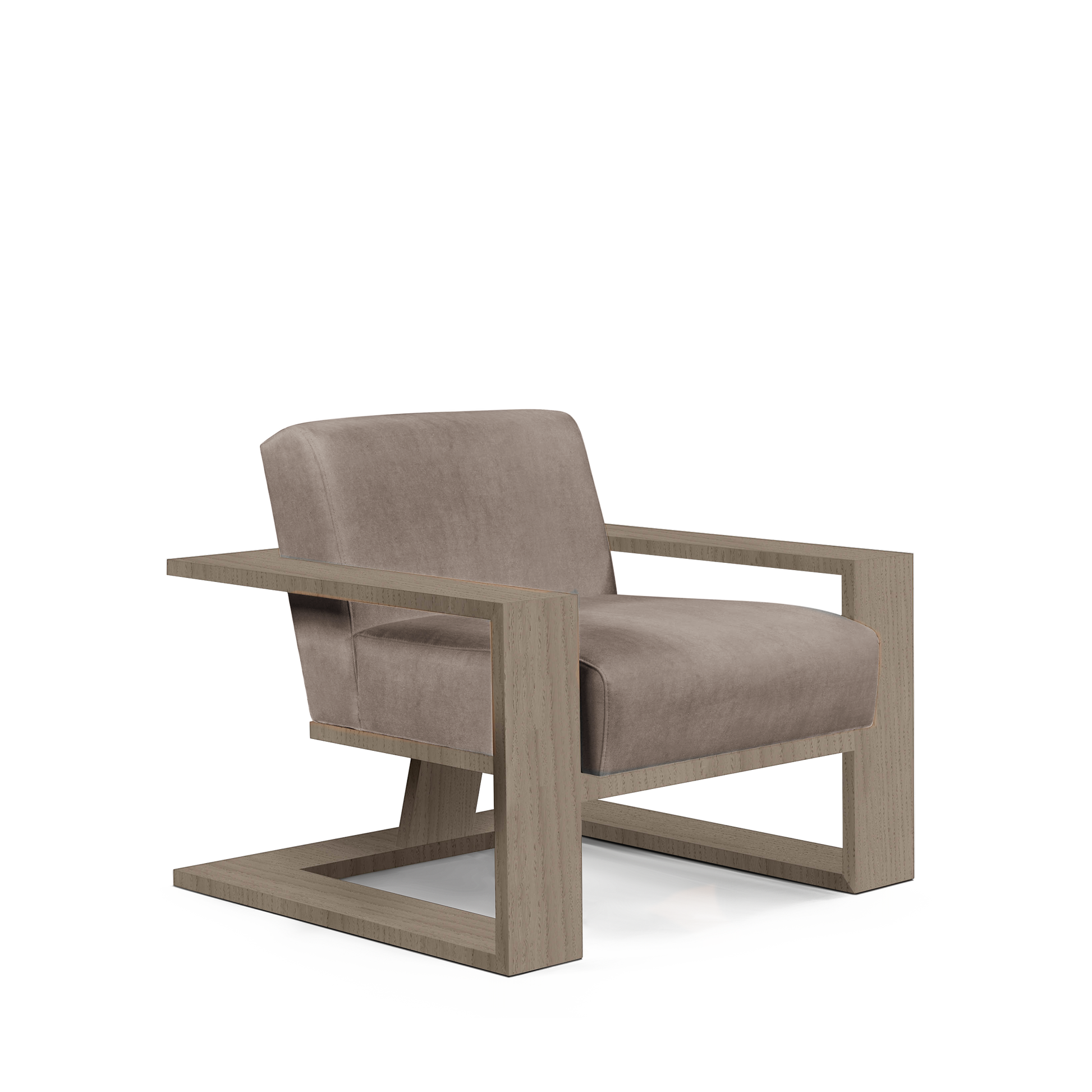 SIERRA ARMCHAIR with grey textile and natural grey wood