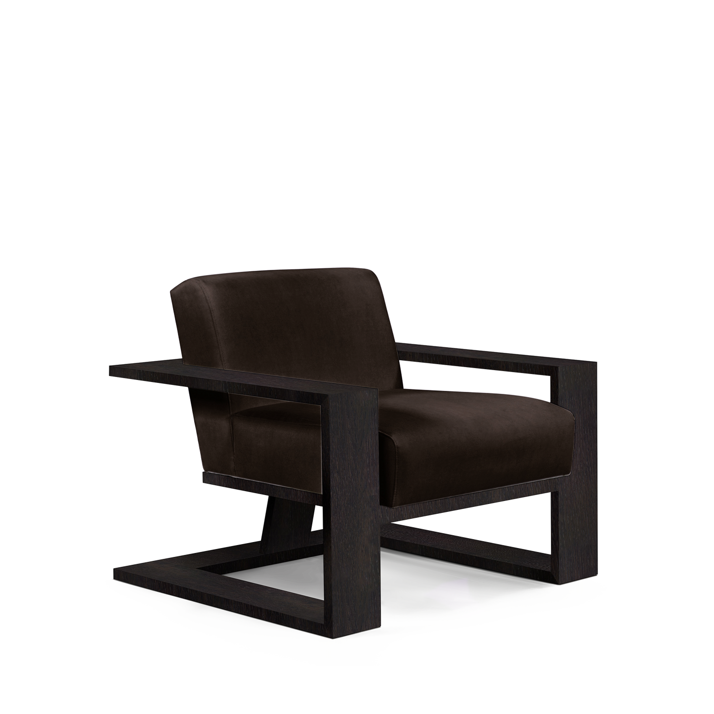 SIERRA ARMCHAIR with dark brown textile and chocolate wood