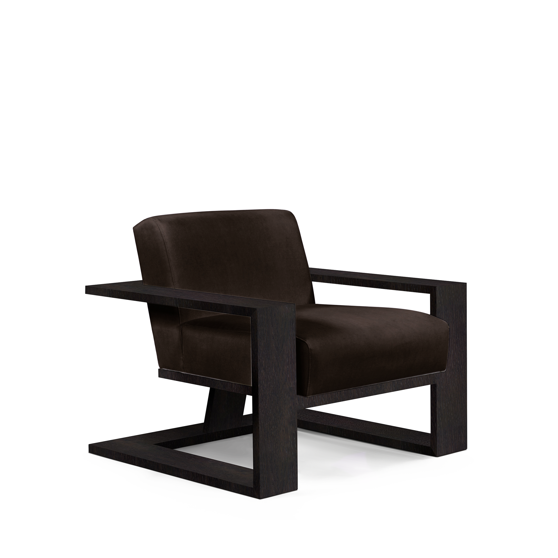 SIERRA ARMCHAIR with dark brown textile and chocolate wood