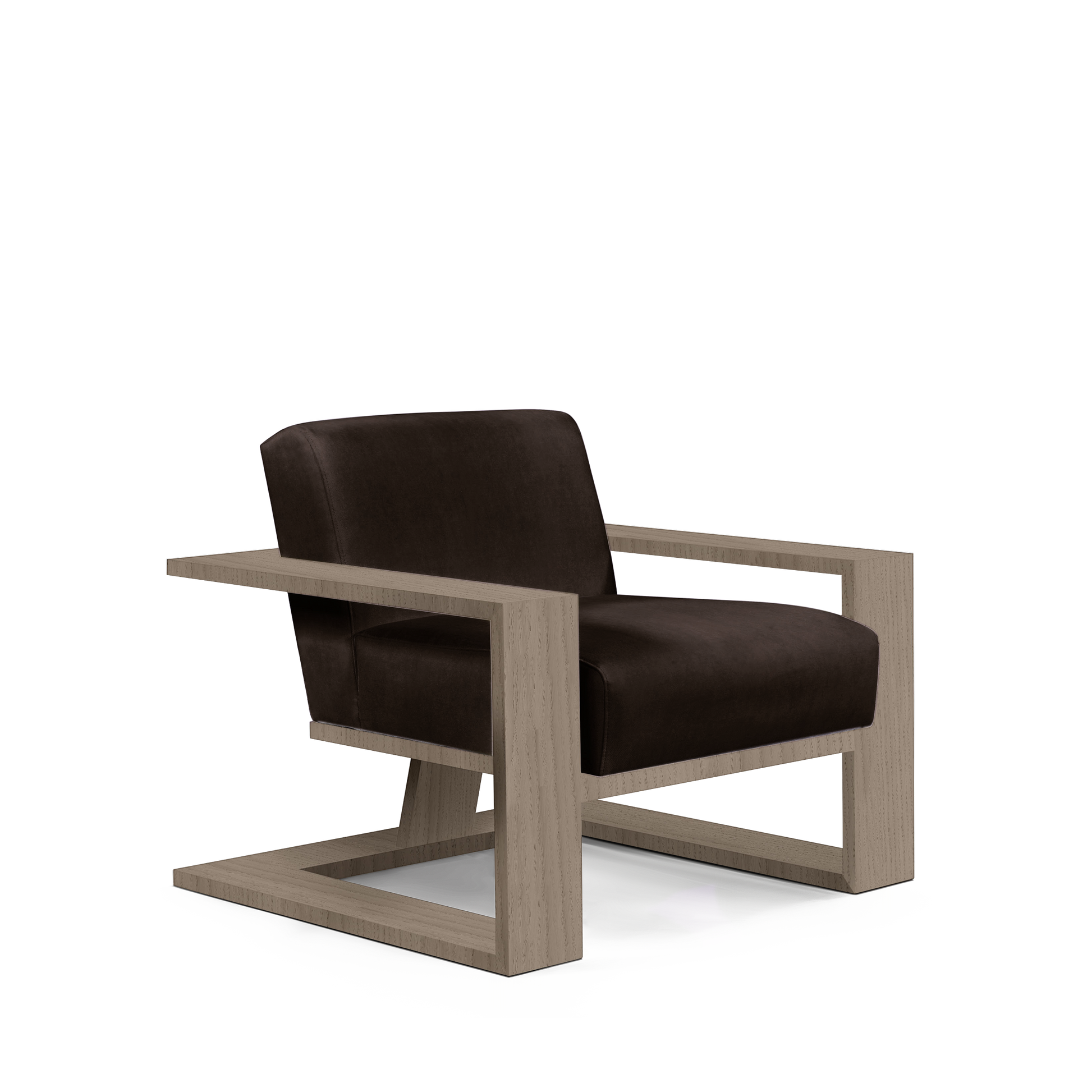 SIERRA ARMCHAIR with dark brown and natural grey wood