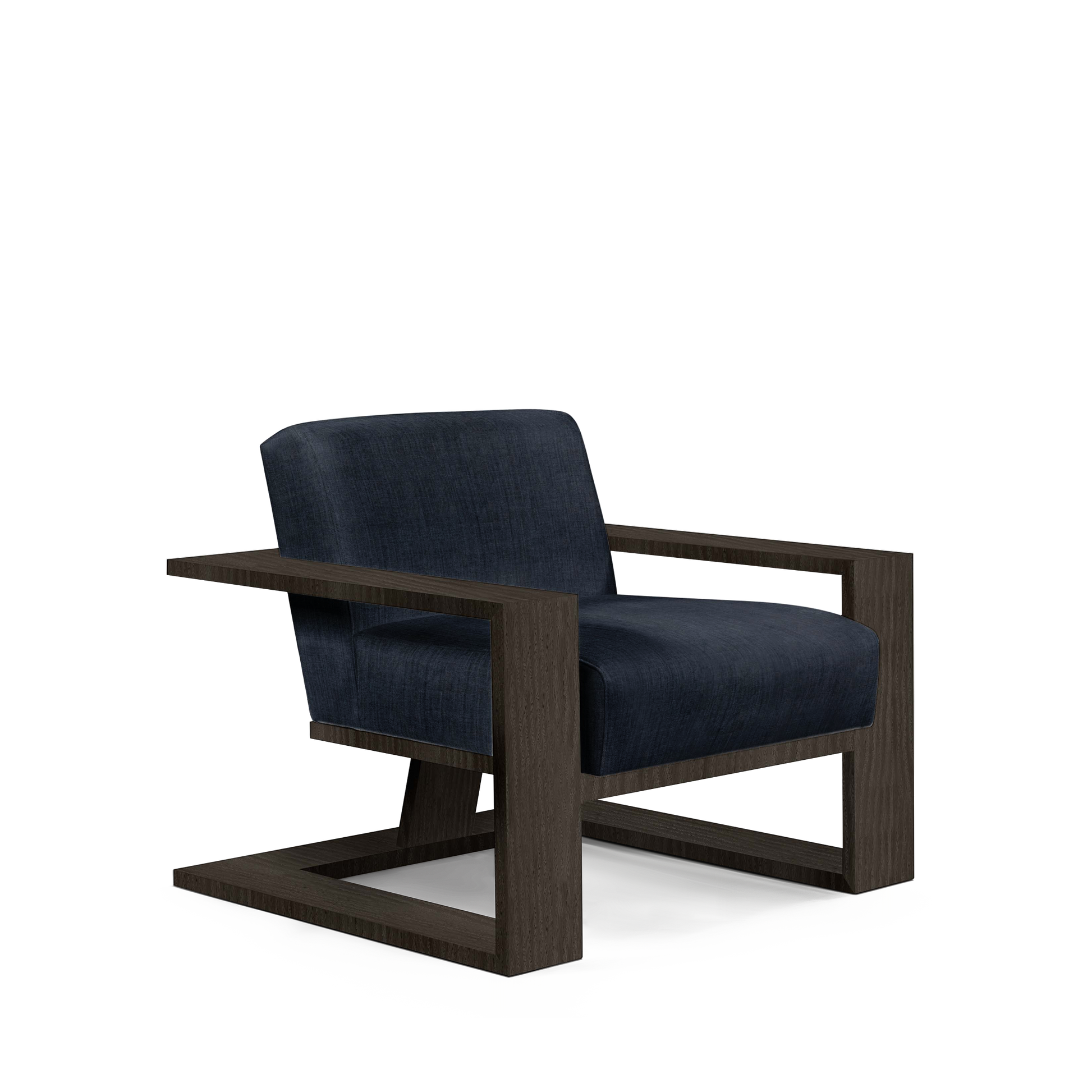 SIERRA ARMCHAIR with dark blue textile and dark grey wood