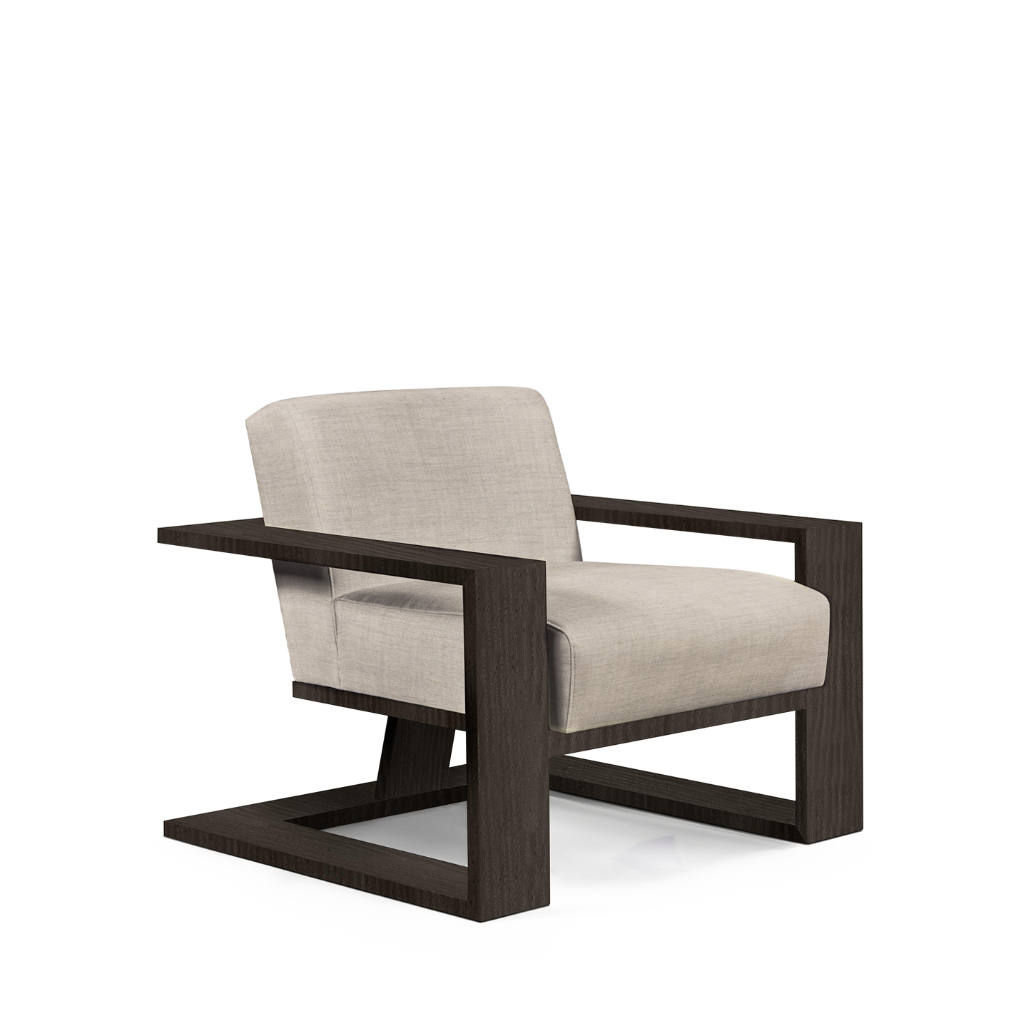 SIERRA ARMCHAIR with taupe textile and dark grey wood