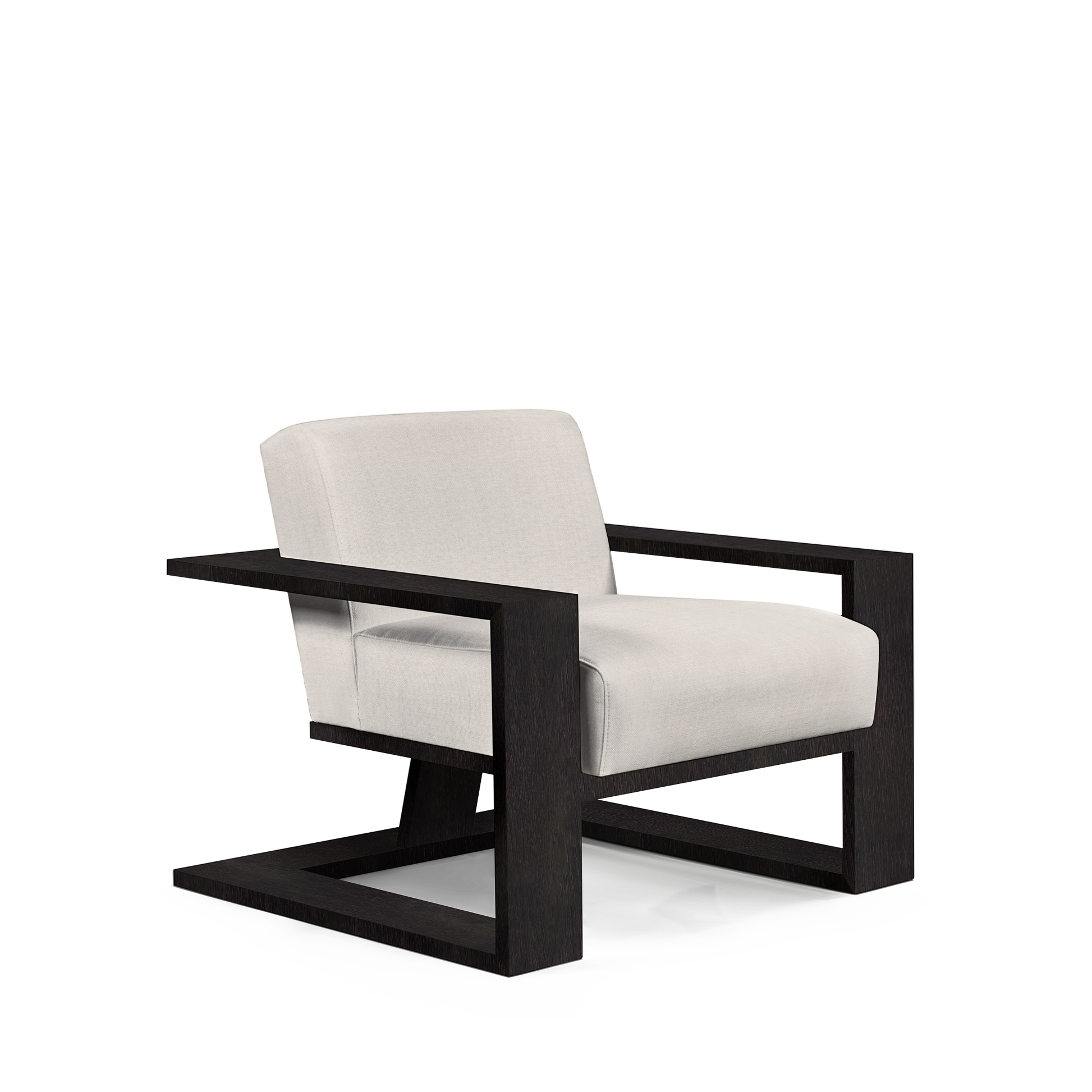 SIERRA ARMCHAIR with light grey textile and chocolate wood