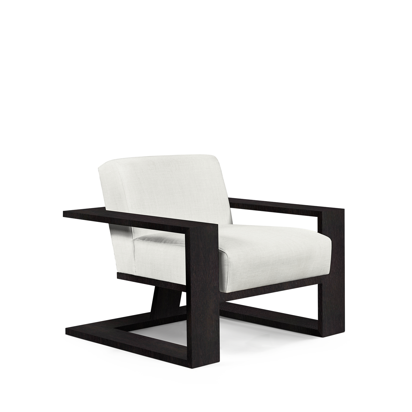 SIERRA ARMCHAIR with rocco white textile and chocolate wood