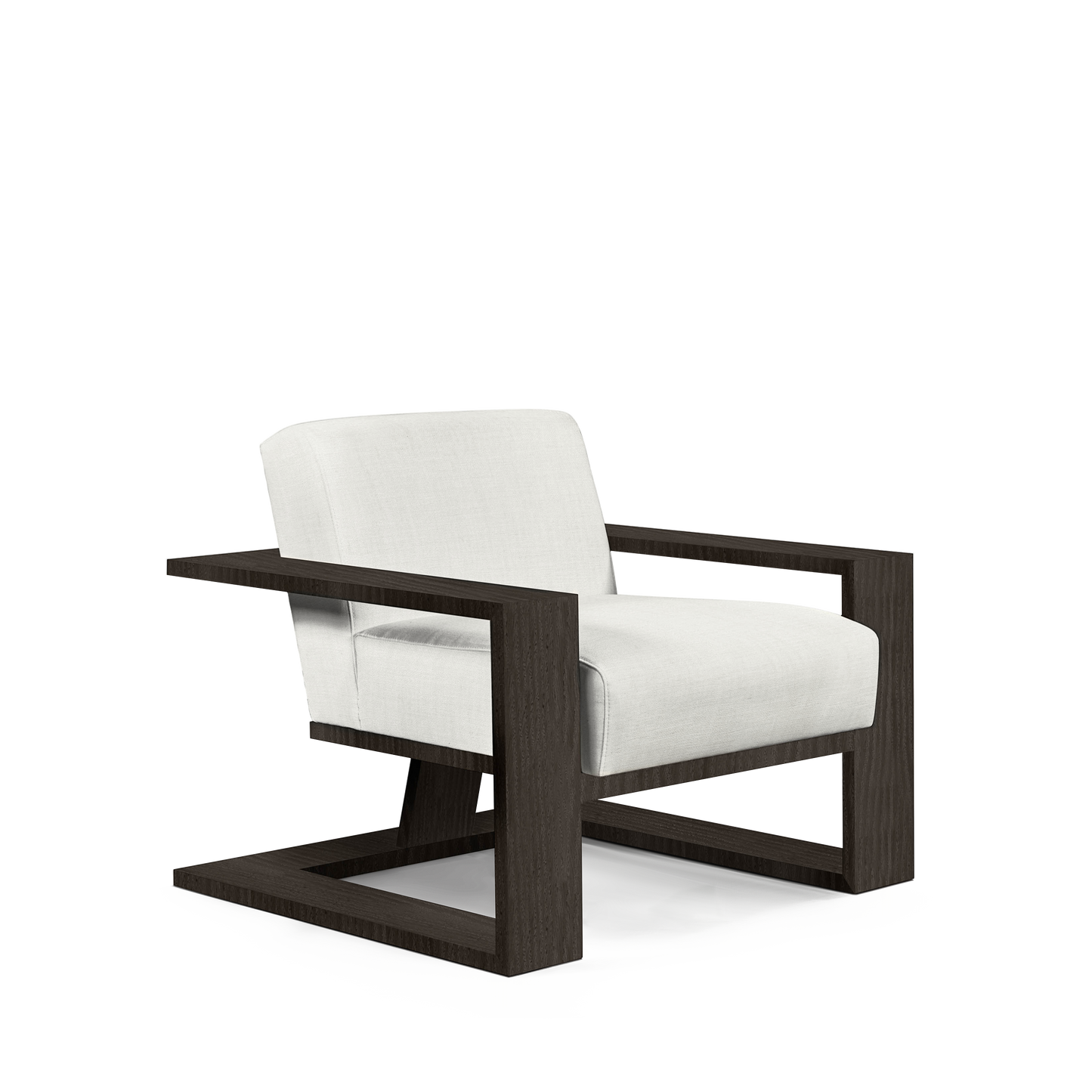 SIERRA ARMCHAIR with rocco white textile and dark grey wood