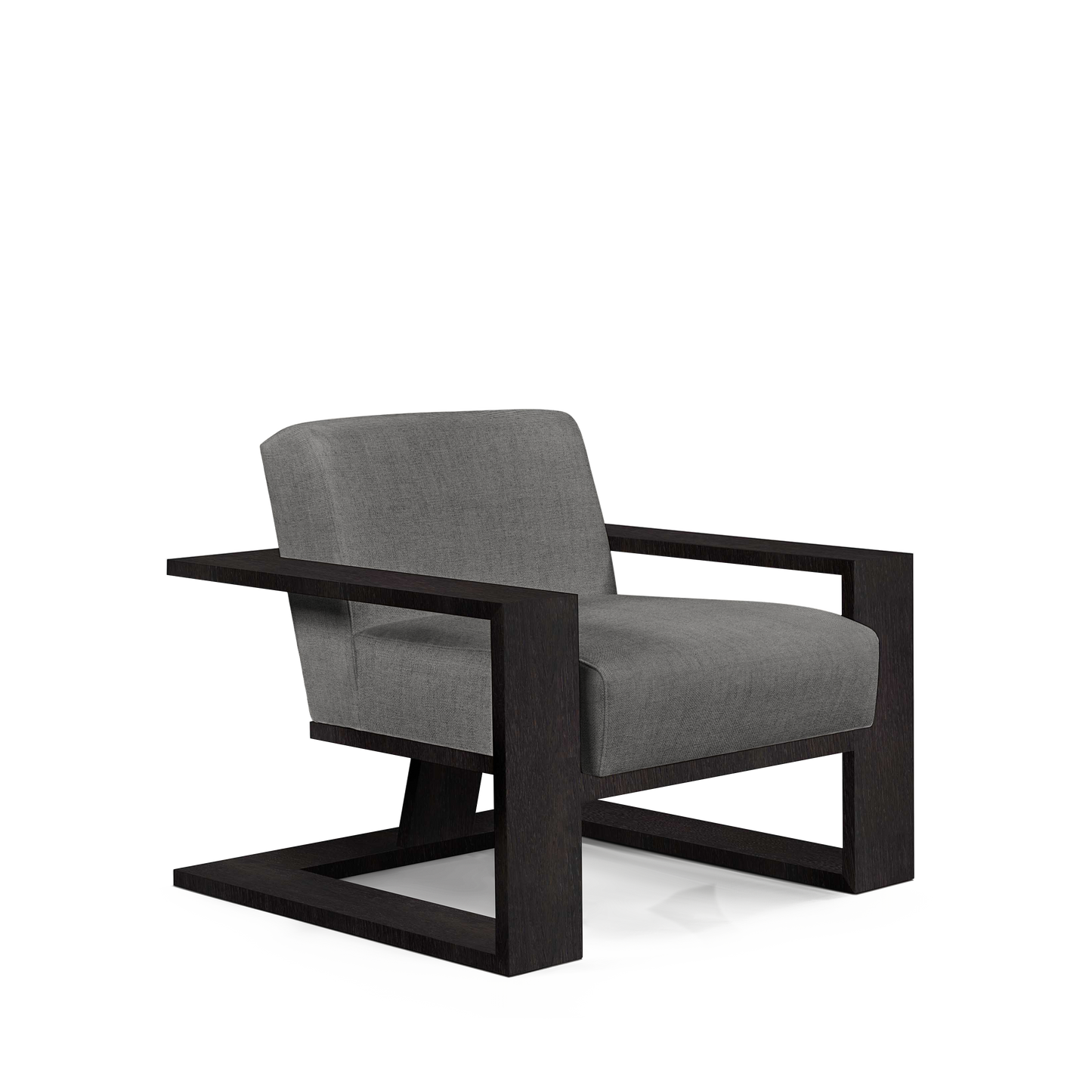 SIERRA ARMCHAIR with dark grey textile and chocolate wood