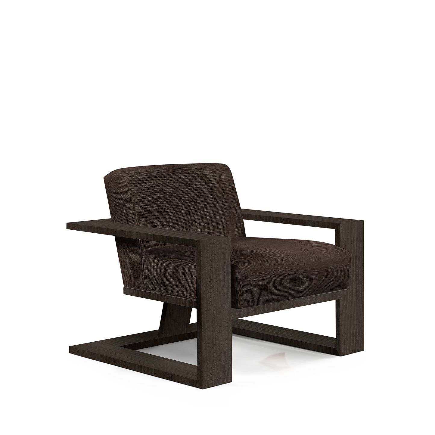 SIERRA ARMCHAIR with brown textile and dark grey wood