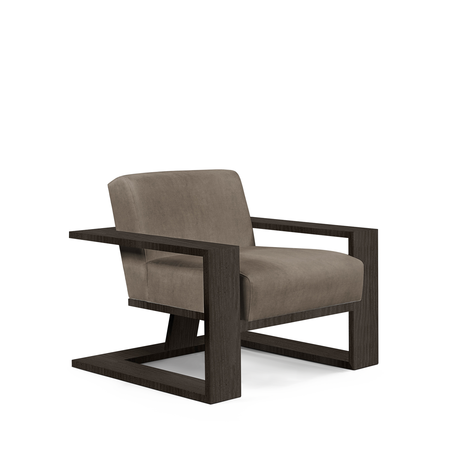 SIERRA ARMCHAIR with suede grey textile and dark grey wood
