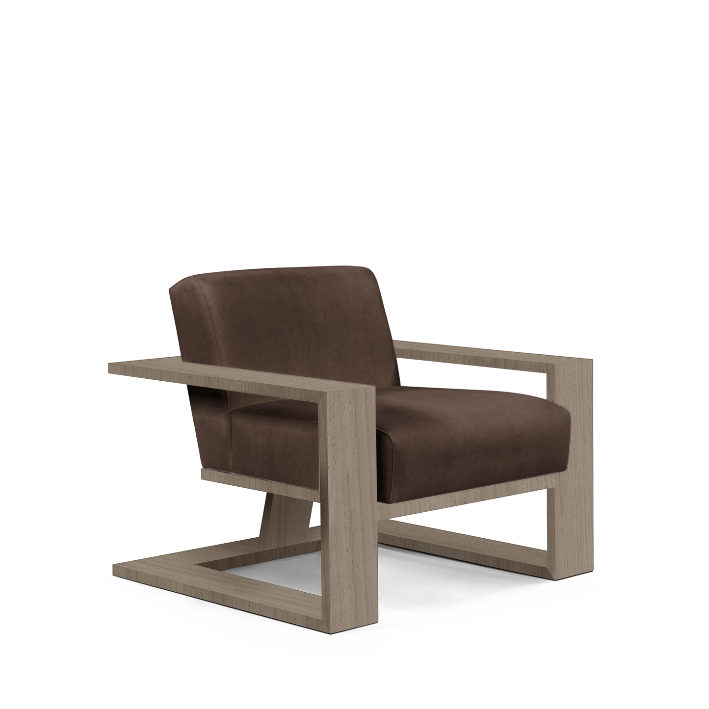 SIERRA ARMCHAIR with suede brown textile and natural grey wood