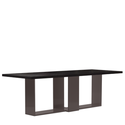 Front view of ARENA Rectangular dining table with chocolate table top