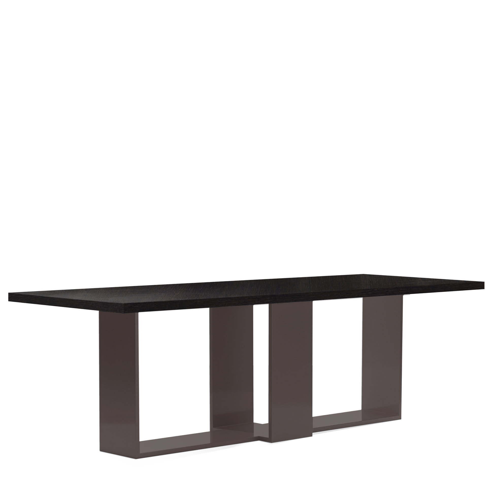 Front view of ARENA Rectangular dining table with chocolate table top