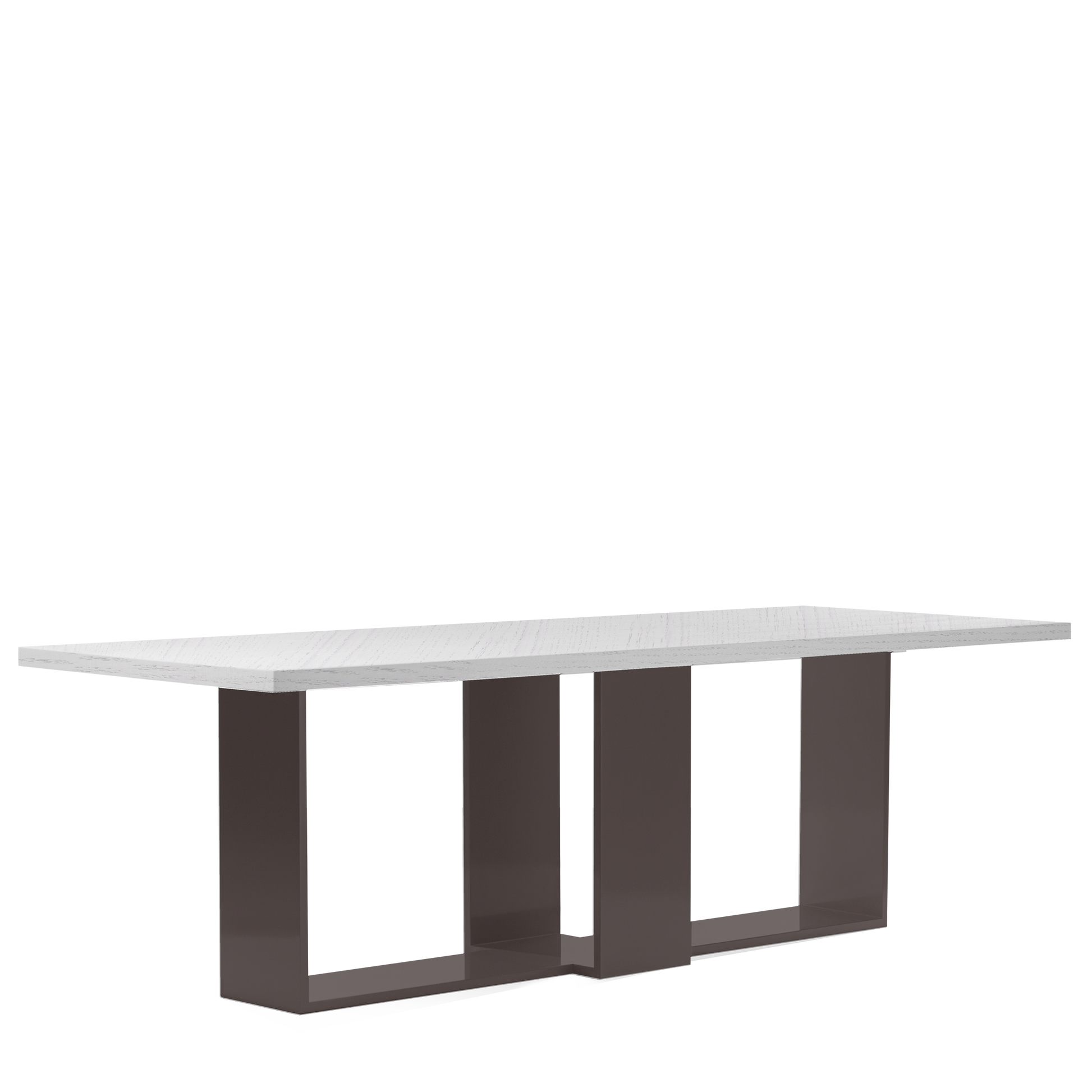 Front view of ARENA Rectangular dining table with white matte table top