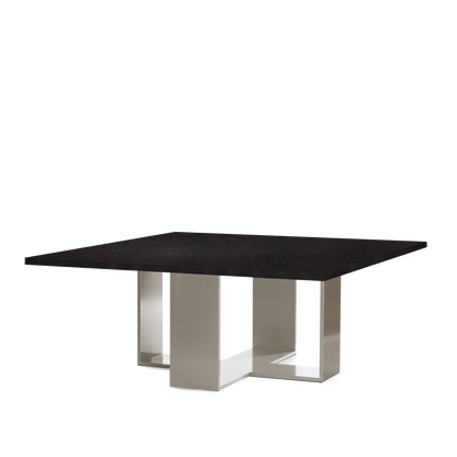 ARENA Square dining table with chocolate table top and champagne legs 