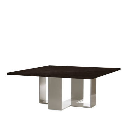 ARENA Square dining table with dark grey table top and champagne legs 