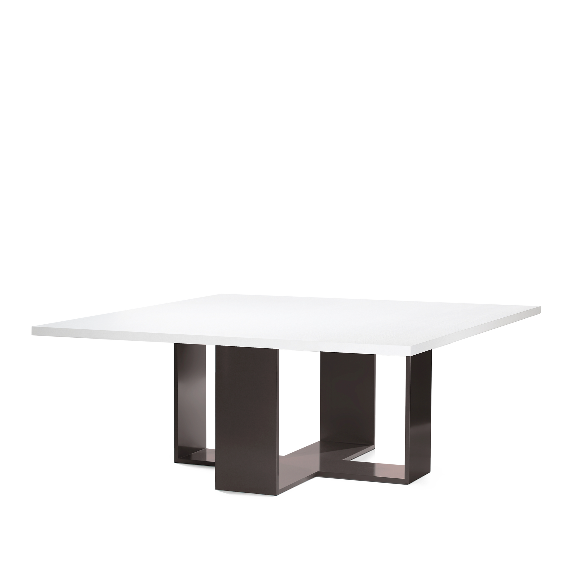 ARENA Square dining table with white table top and moka legs 