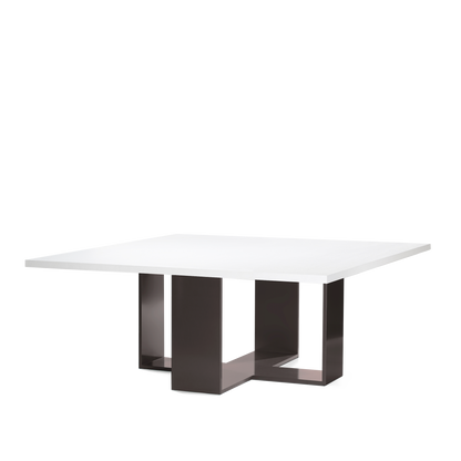ARENA Square dining table with white table top and moka legs 