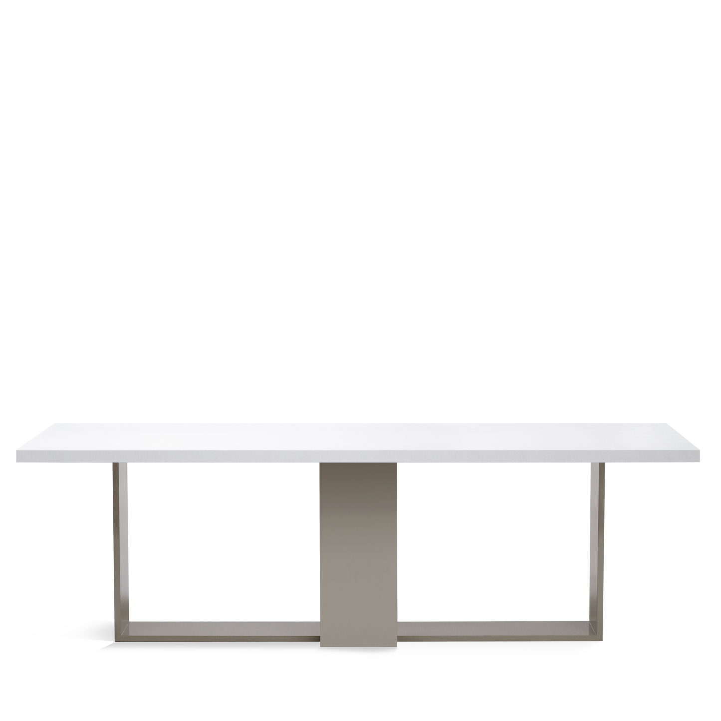 Front view of ARENA Rectangular dining table with white table top