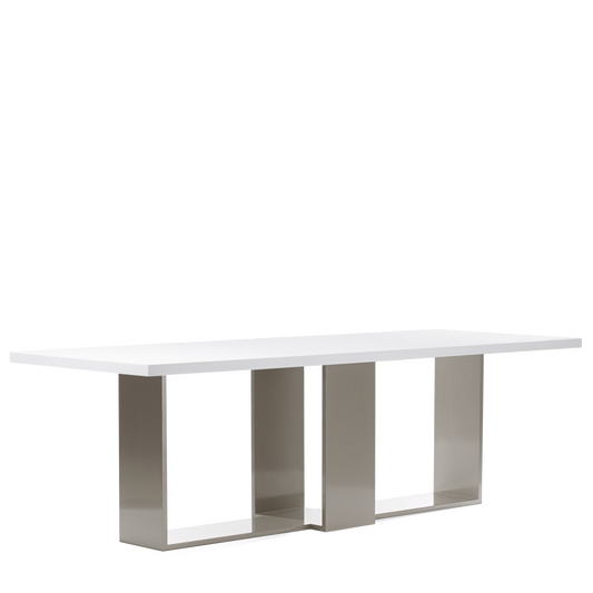 Front view of ARENA Rectangular dining table with white table top  