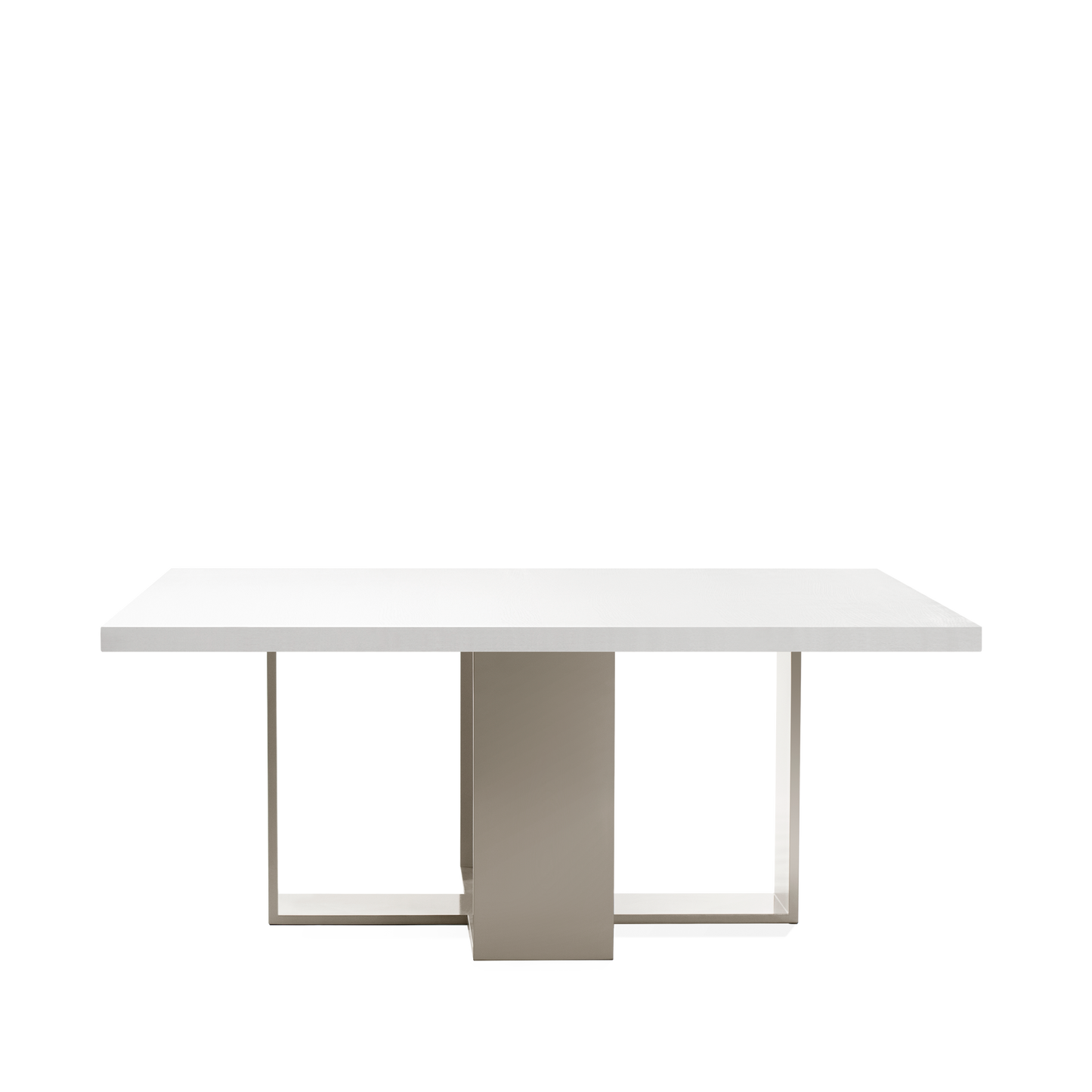 Front view of ARENA Square dining table with white table top