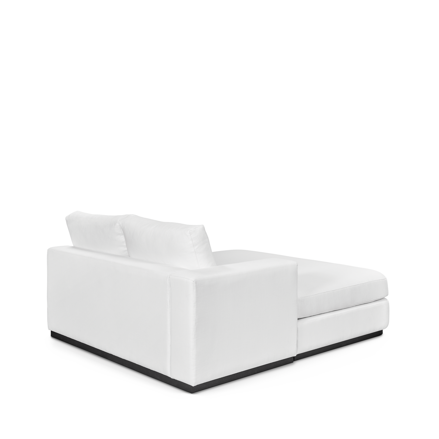 Rear view ATLAS 160 Lounge Bed arm rest left with white textile