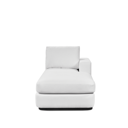 Front view ATLAS 90 Lounge Bed arm rest right
