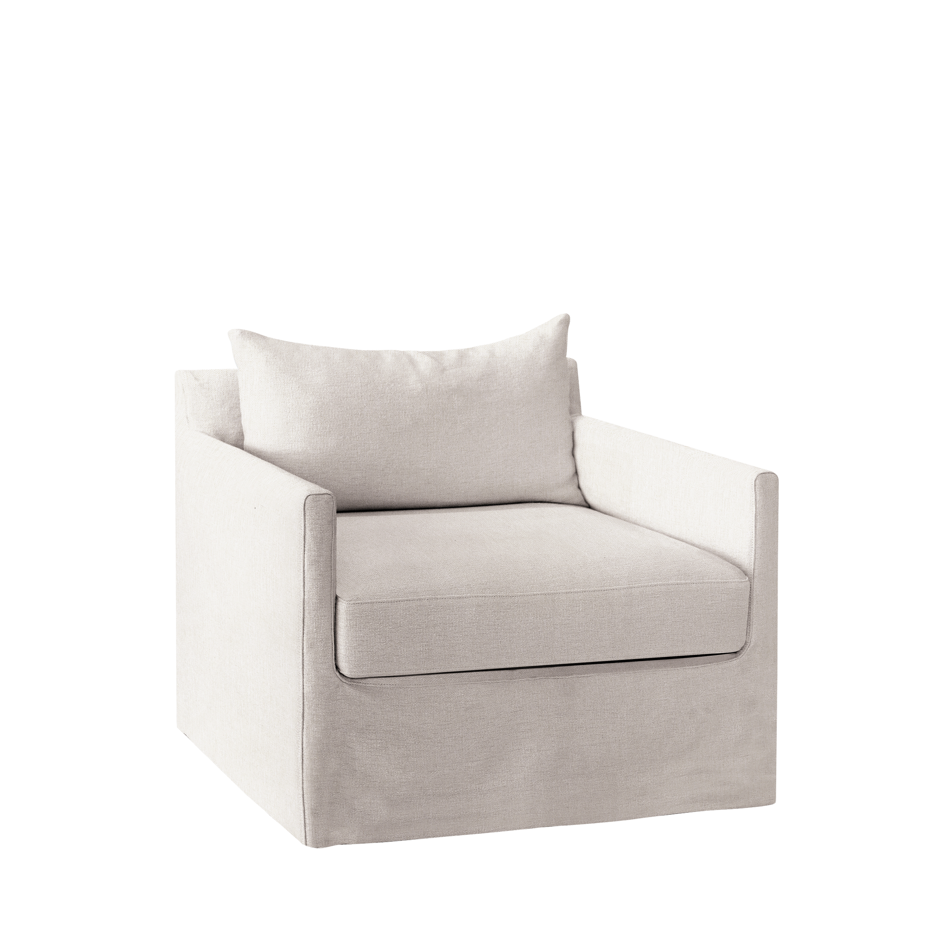 Extra wide and bolt white Alba lounge chair from a front view