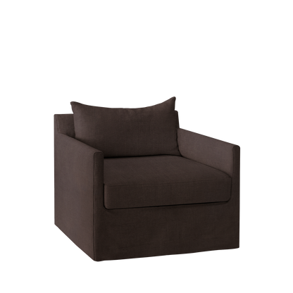 Extra wide Alba lounge chair with linara brown textile