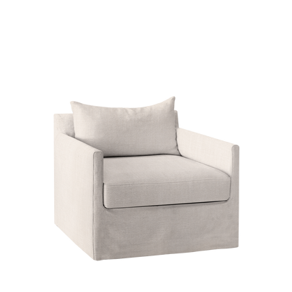 Extra wide Alba lounge chair with light grey textile