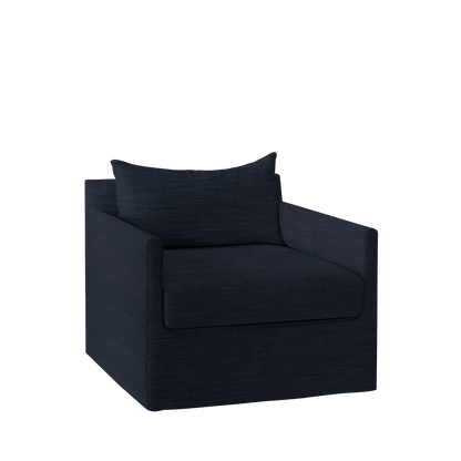 Extra wide Alba lounge chair with Rocco dark blue textile
