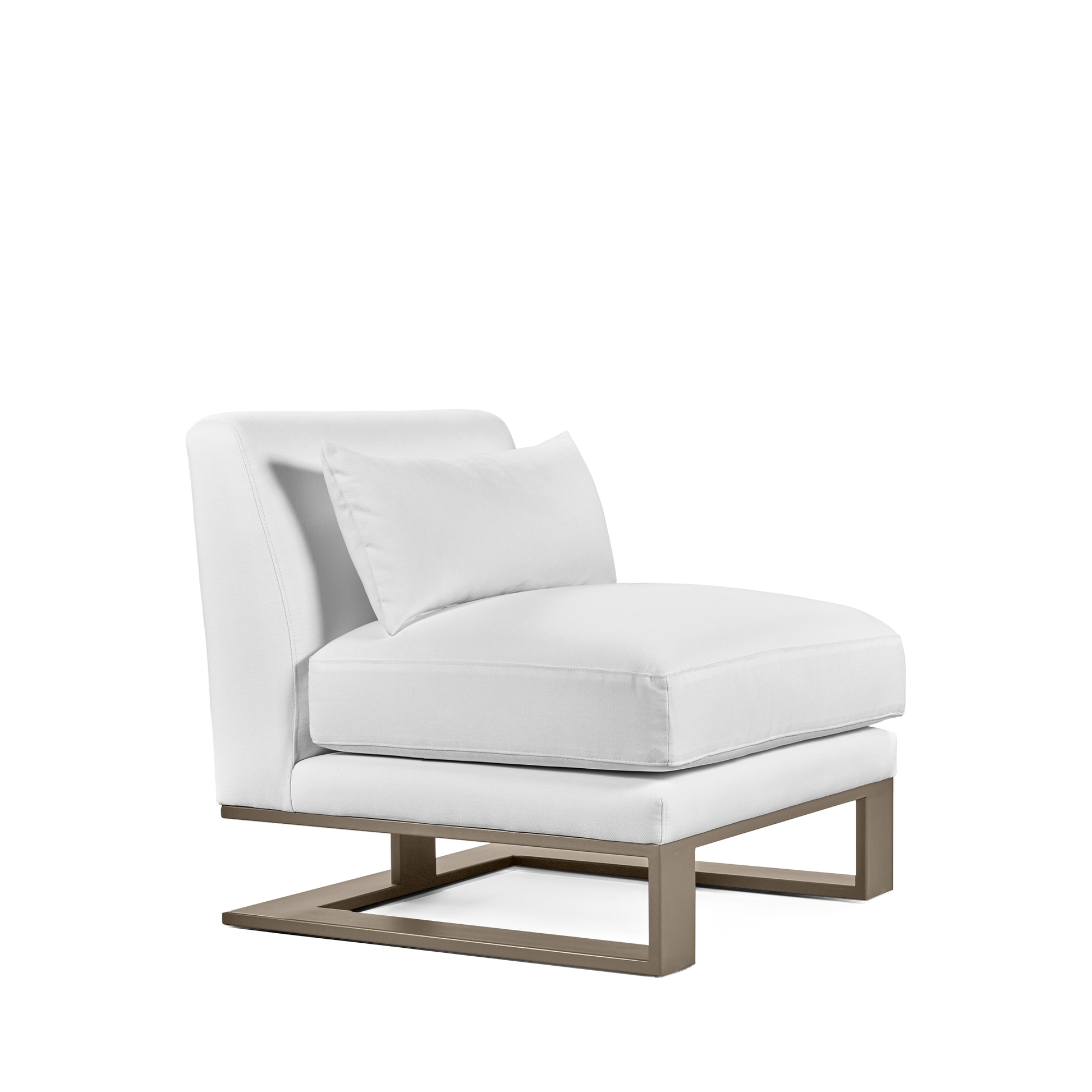 Alpes armchair with white textile and champagne colored wood legs