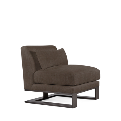 Alpes armchair with dark grey textile and moka colored wood legs 