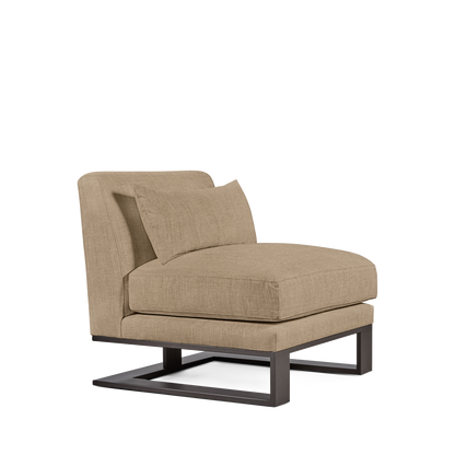 Alpes armchair with khaki textile and moka wood legs 