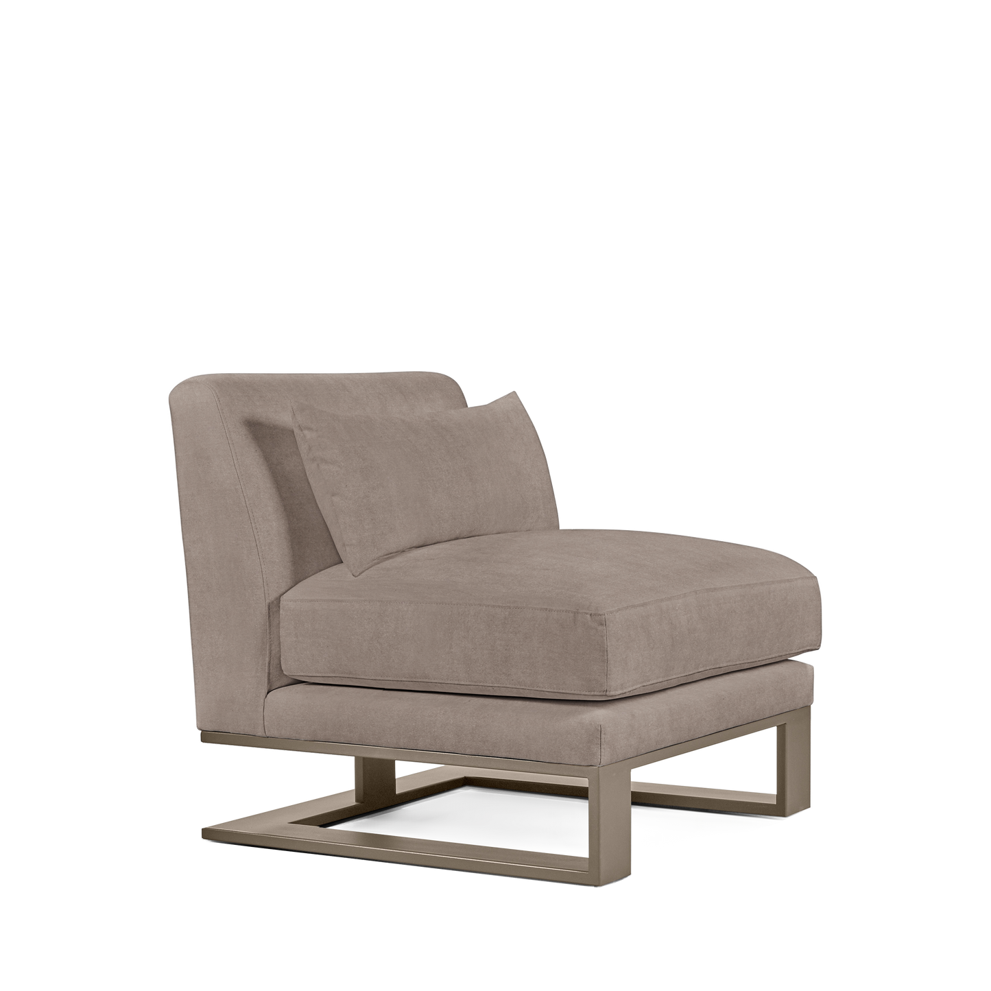 Alpes armchair with grey textile and champagne colored wood legs 