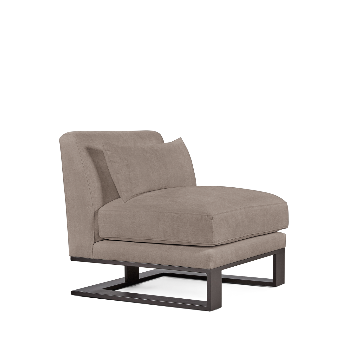 Alpes armchair with London grey textile and moka wood legs 