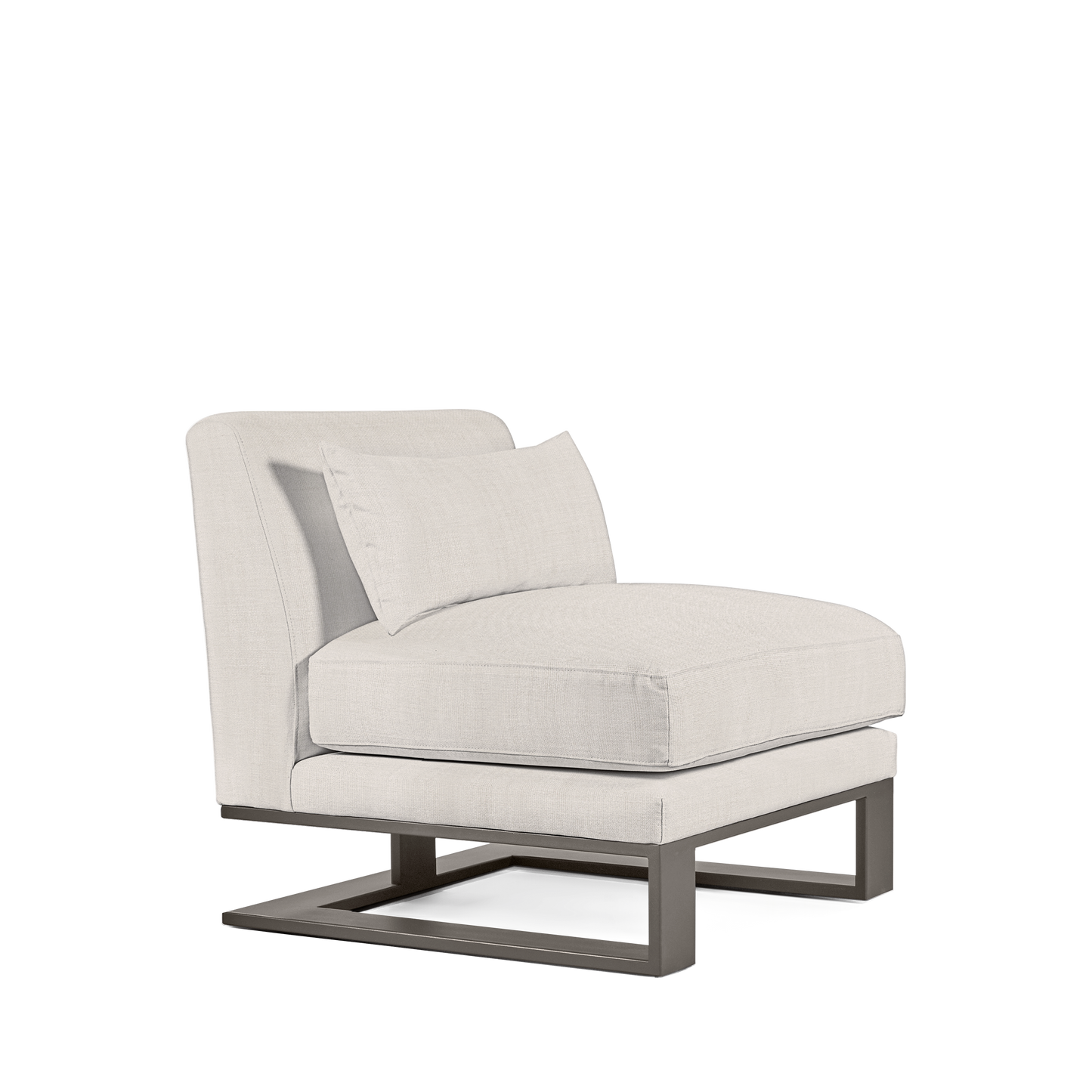 Alpes armchair with light grey textile and champagne colored wood legs