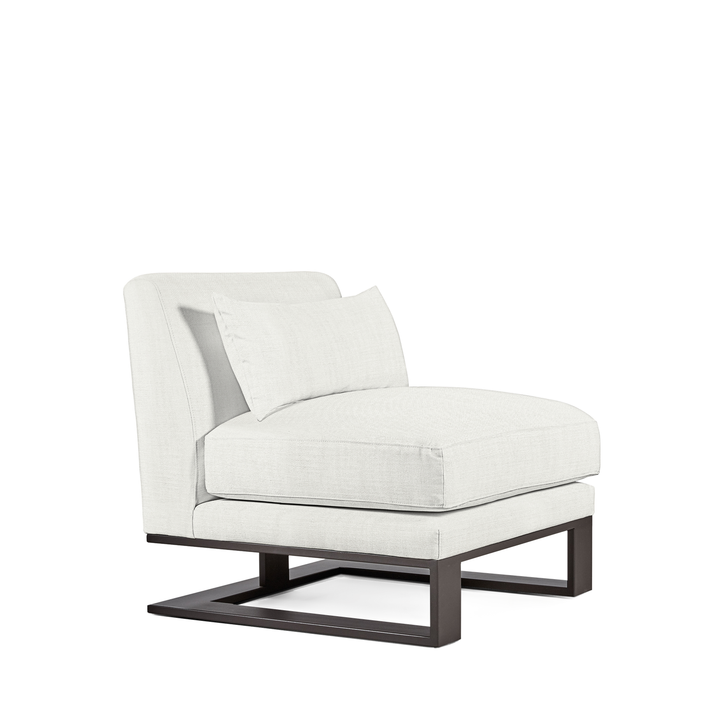 Alpes armchair with Rocco white textile and moka wood legs 