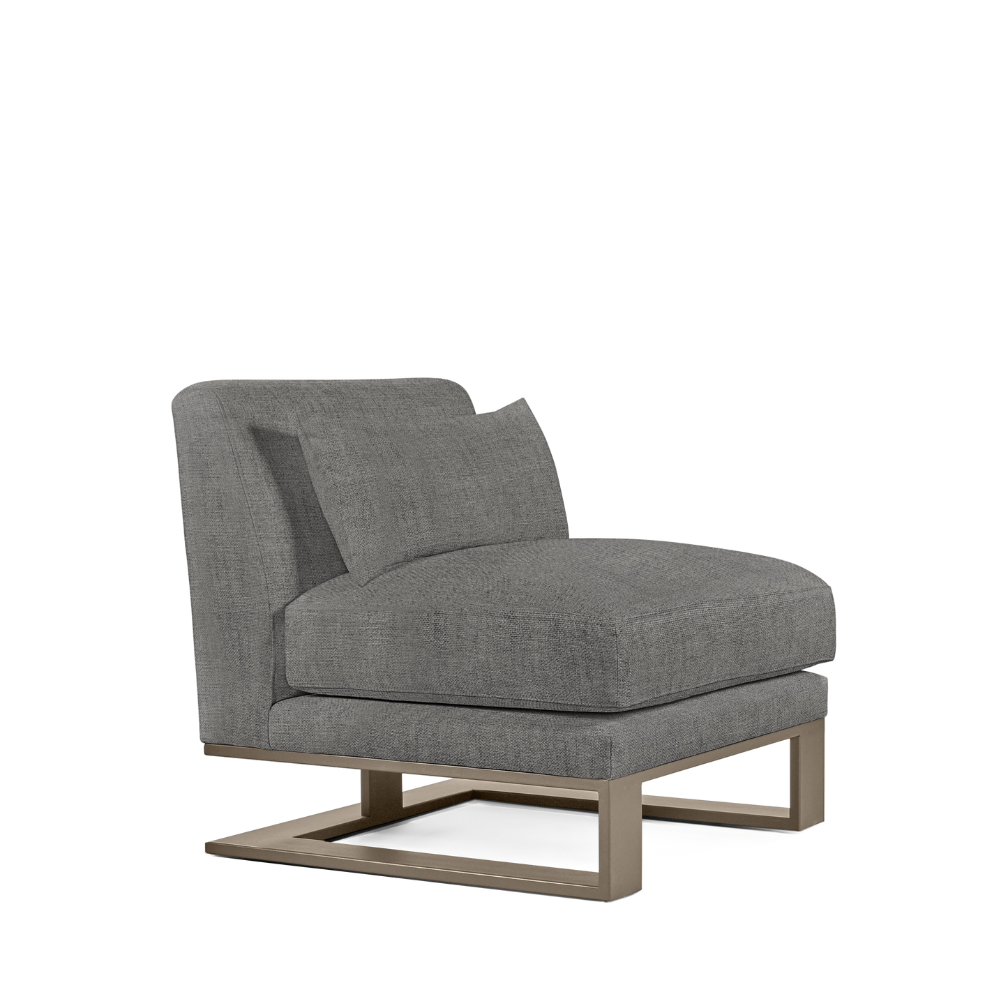 Alpes armchair with dark grey textile and champagne colored wood legs 