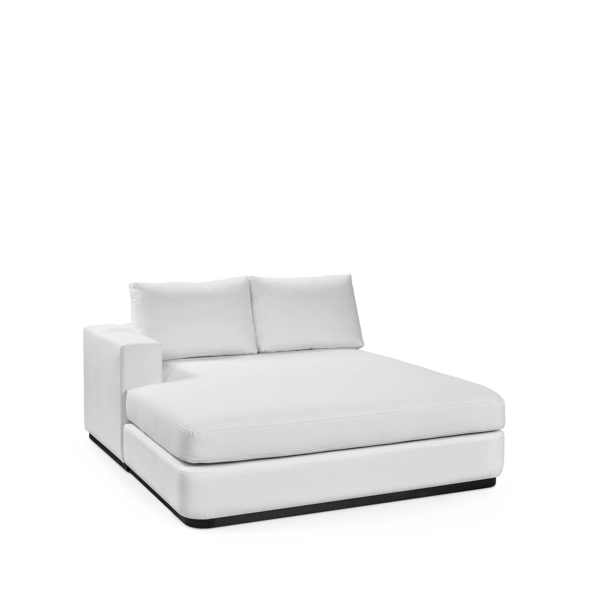 ATLAS 160 Lounge Bed arm rest left with linara white textile