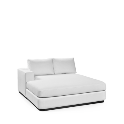 ATLAS 160 Lounge Bed arm rest left with linara white textile