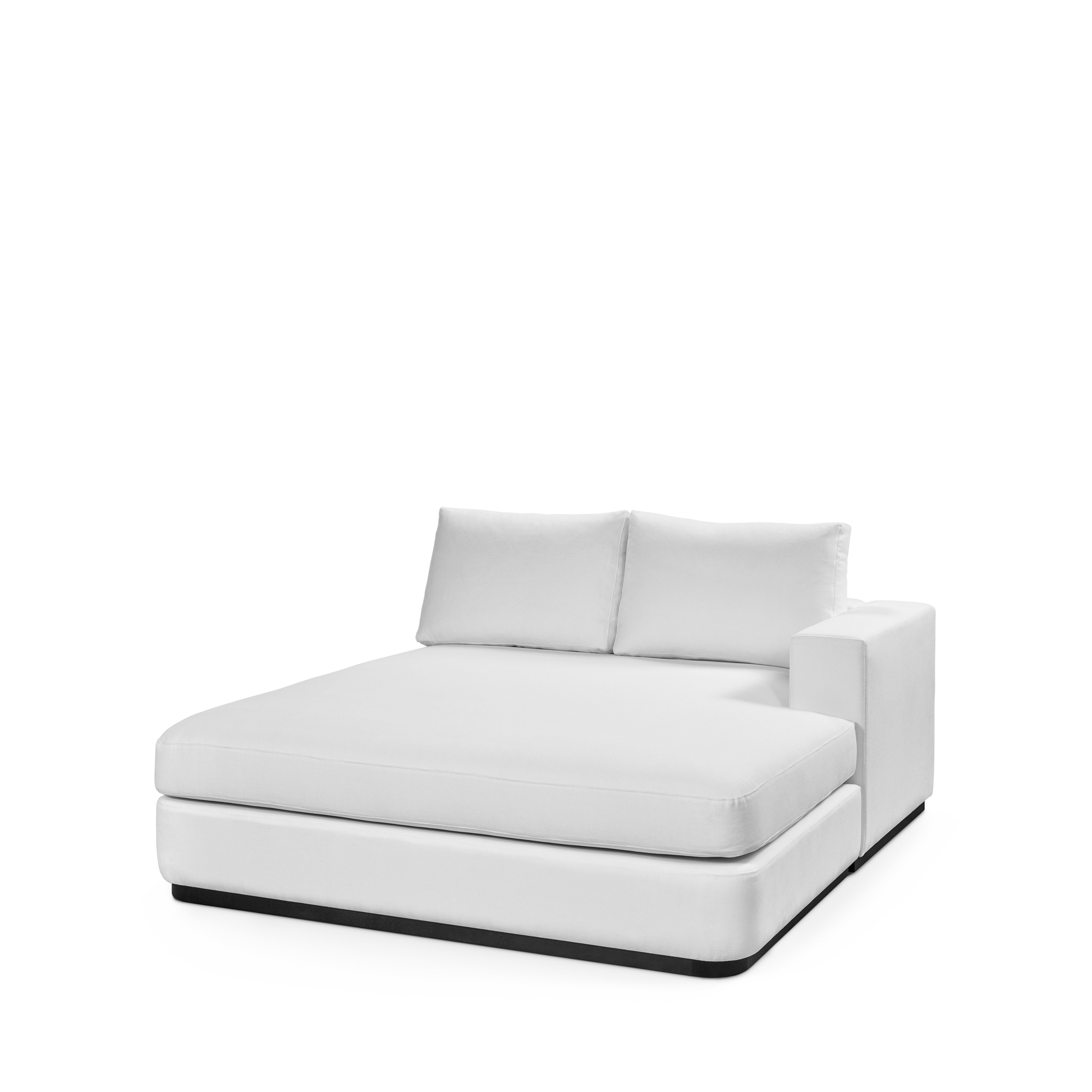 ATLAS 160 Lounge Bed arm rest right with linara white textile