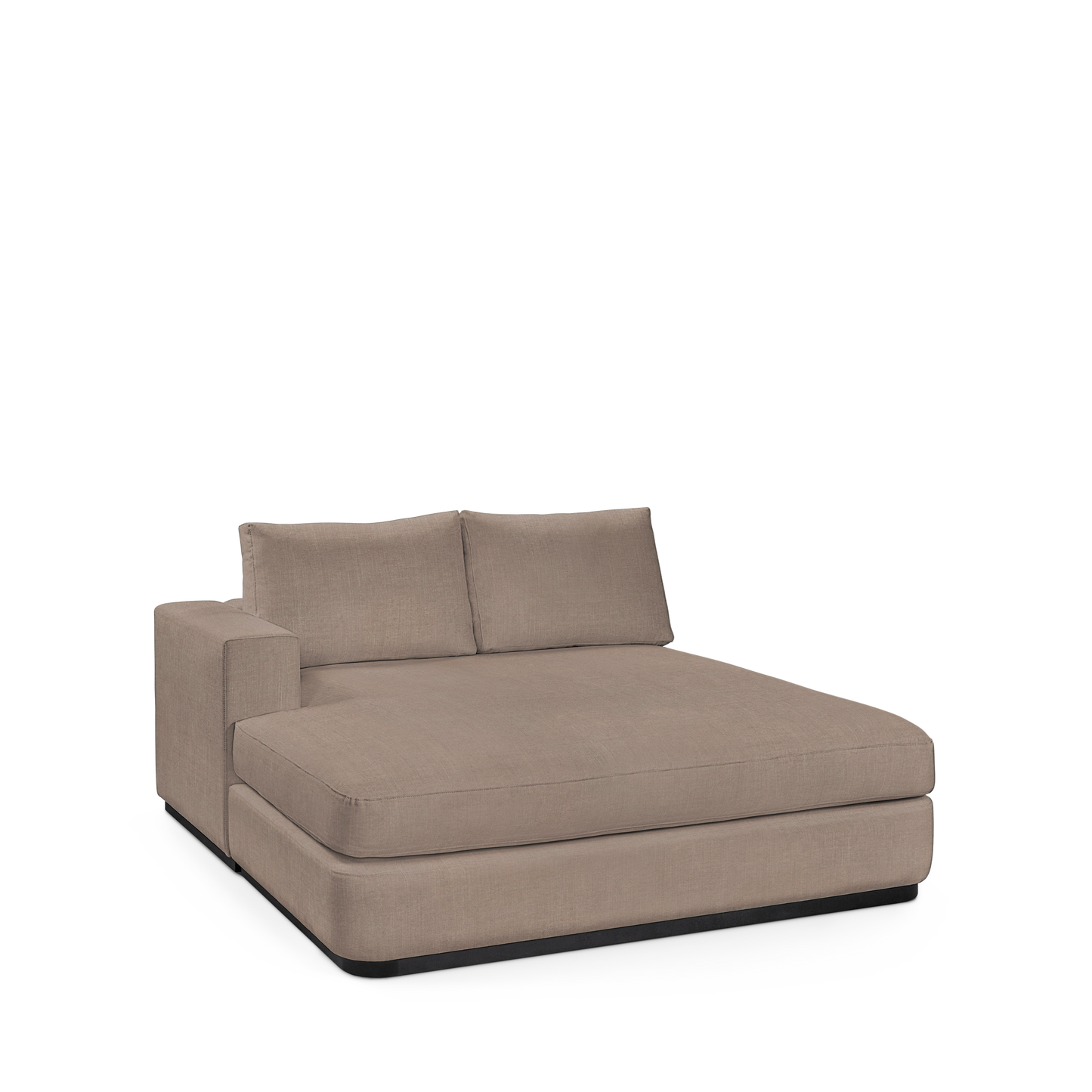 ATLAS 160 Lounge Bed arm rest left with light brown textile