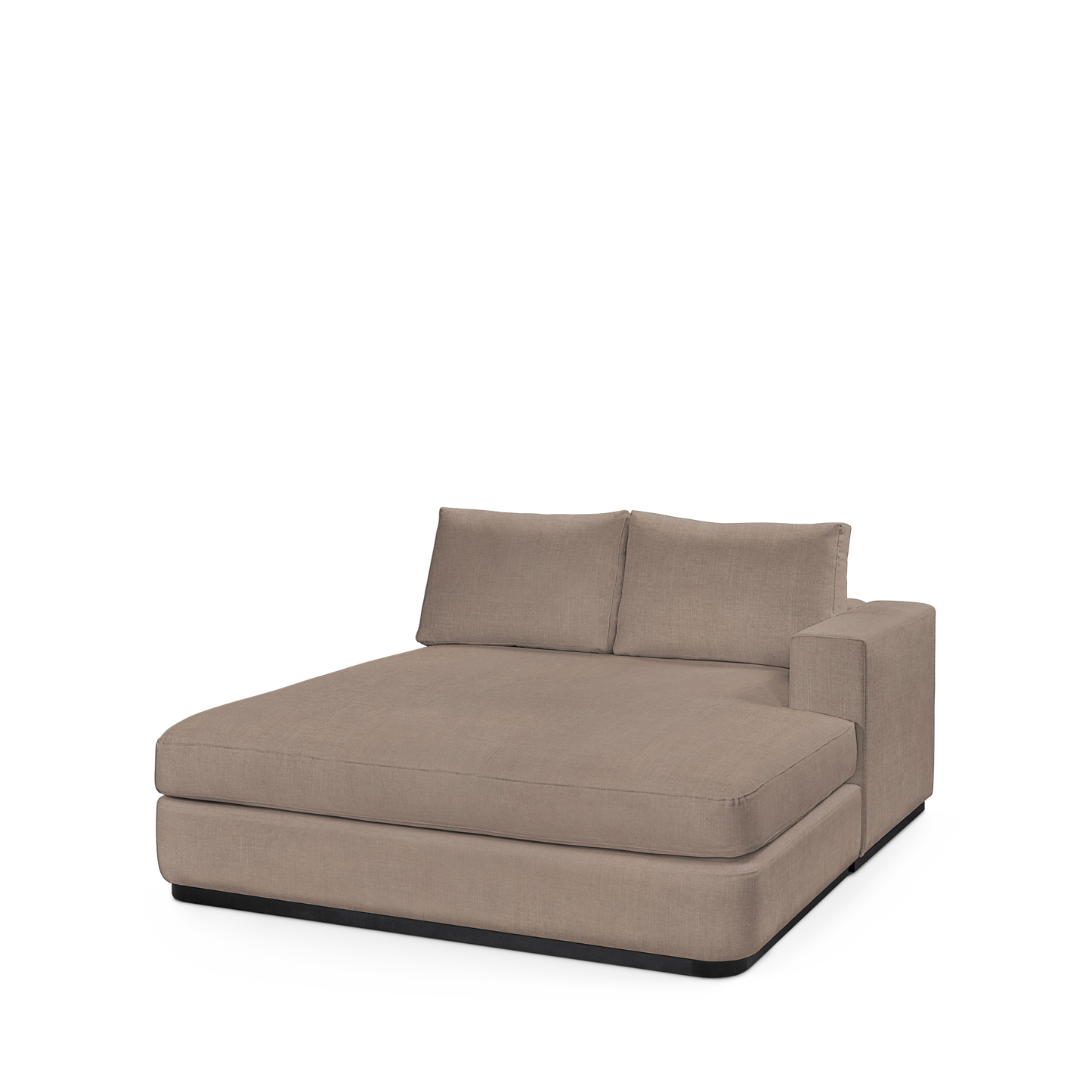 ATLAS 160 Lounge Bed arm rest right with light brown textile