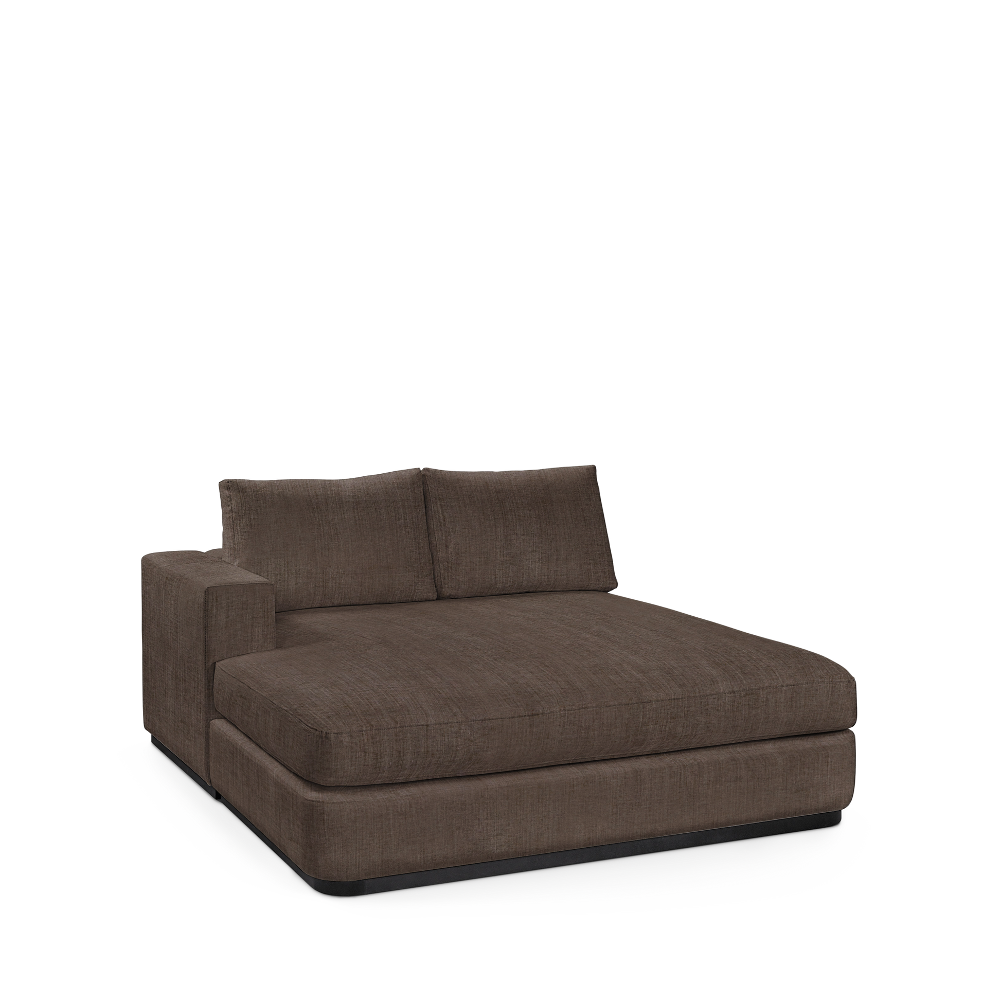 ATLAS 160 Lounge Bed arm rest left with warm grey textile