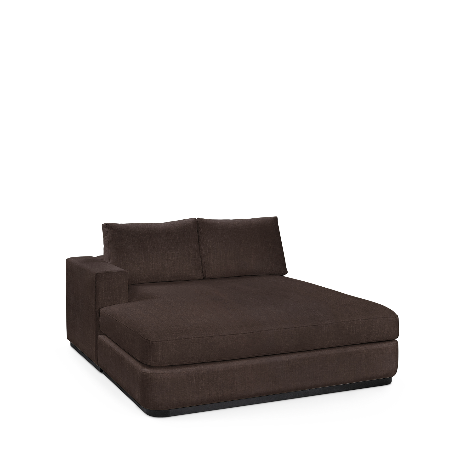 ATLAS 160 Lounge Bed arm rest left with linara brown textile