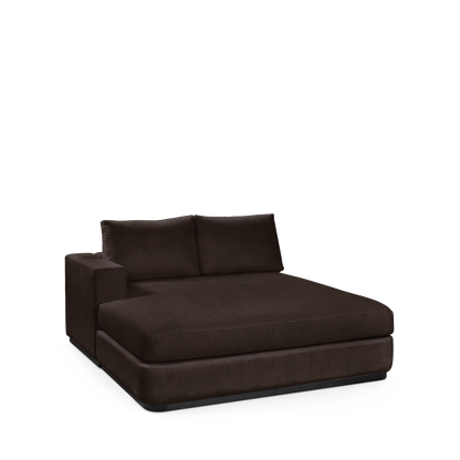 ATLAS 160 Lounge Bed arm rest left with dark brown textile