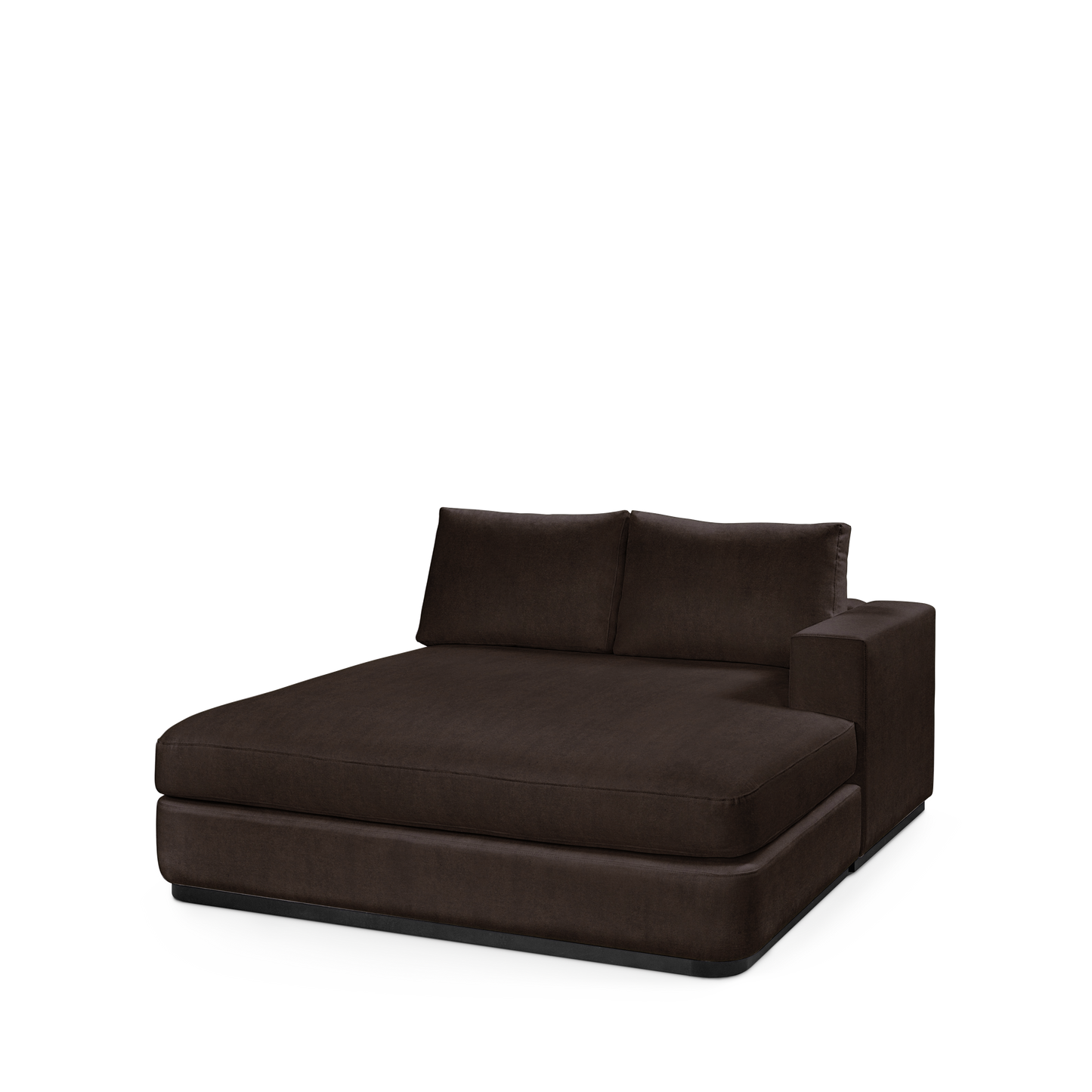 ATLAS 160 Lounge Bed arm rest right with dark brown textile