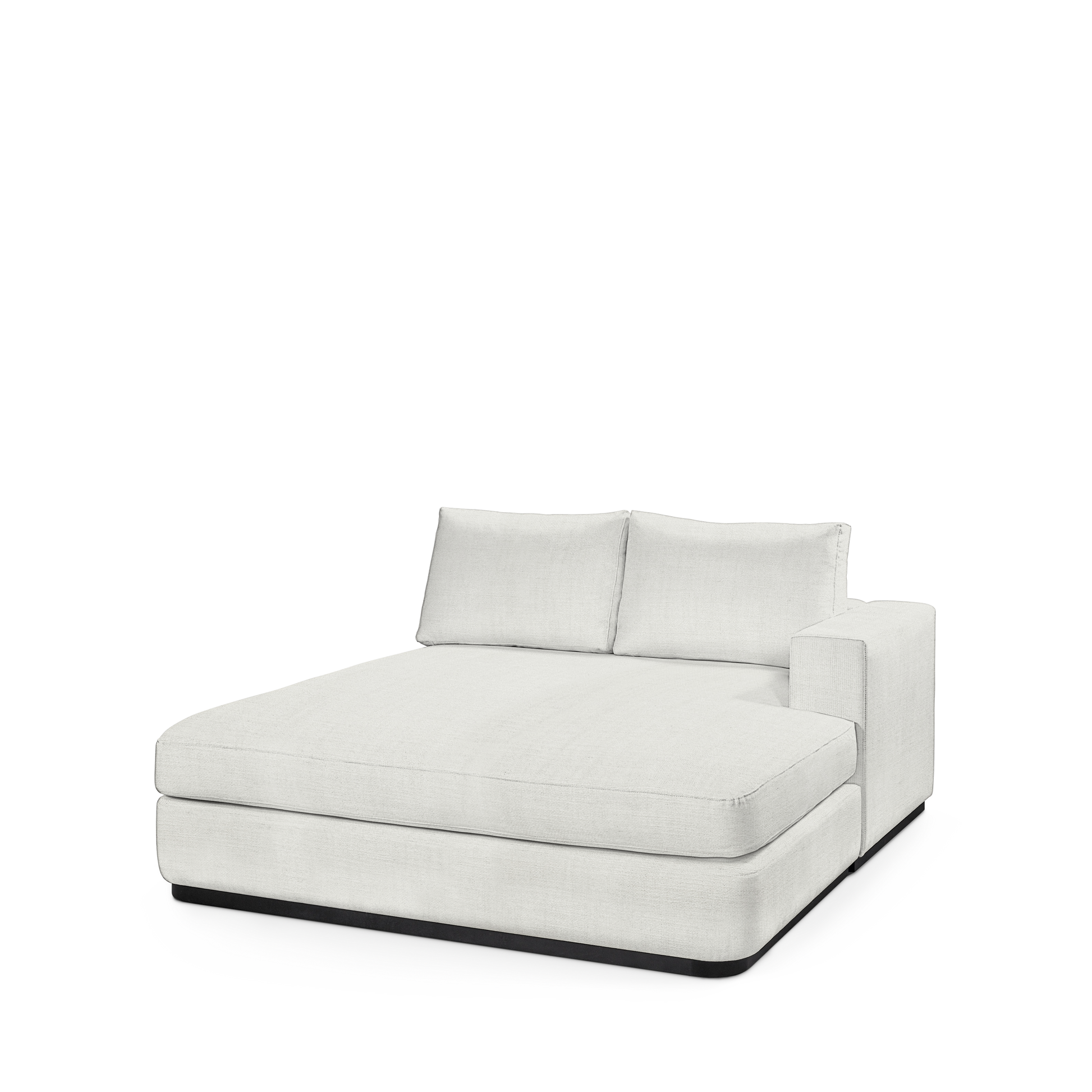 ATLAS 160 Lounge Bed arm rest right with Rocco white textile