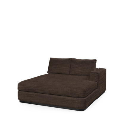 ATLAS 160 Lounge Bed arm rest right with Rocco brown textile