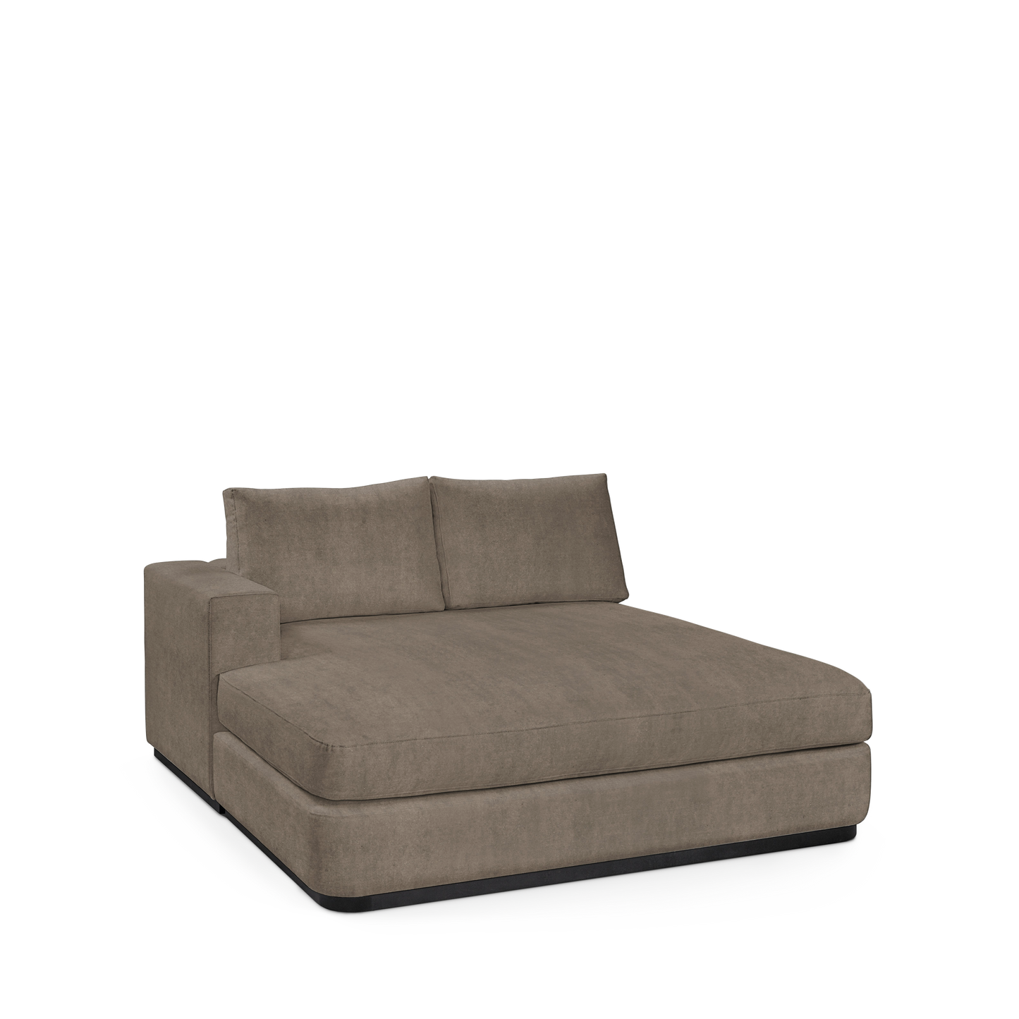 ATLAS 160 Lounge Bed arm rest left with suede grey textile